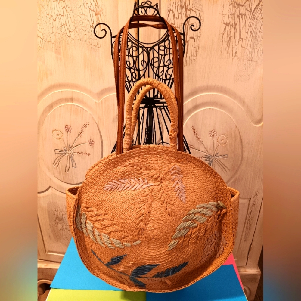 Tan Woven Shoulder Bag